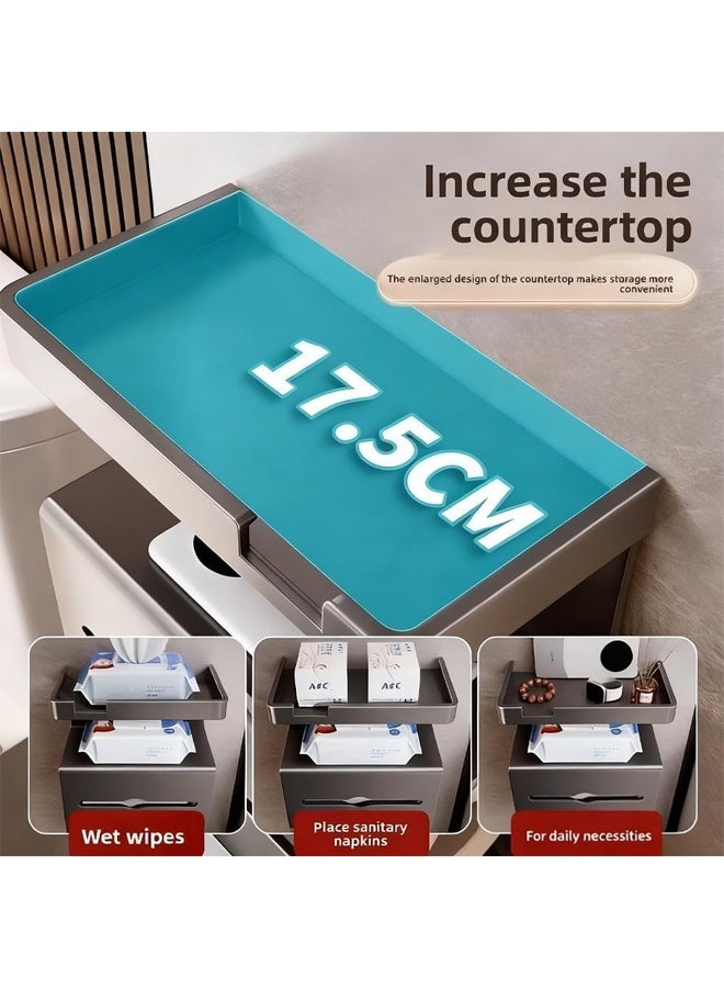 حامل ورق تواليت مزود بكوب شفط، موزع مناديل ورقية ثلاثي الطبقات يُثبت على الحائط مع رف للهاتف، موزع مناديل مبللة بدون حفر، حامل مناديل مبللة، حامل ورق تواليت مع مساحة تخزين للحمام والمطبخ - Image 5